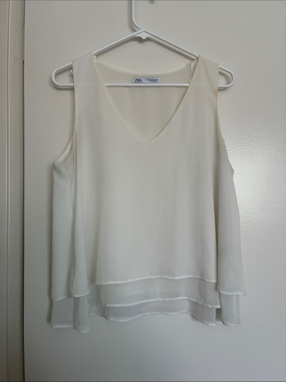 Zara Cream Double-Layer V-Neck Camisole